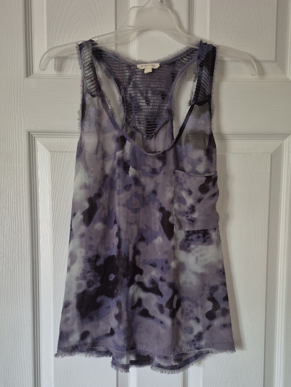 Silence+Noise watercolor Tank Sheer Top Urban Outfitters Smocked Racerback